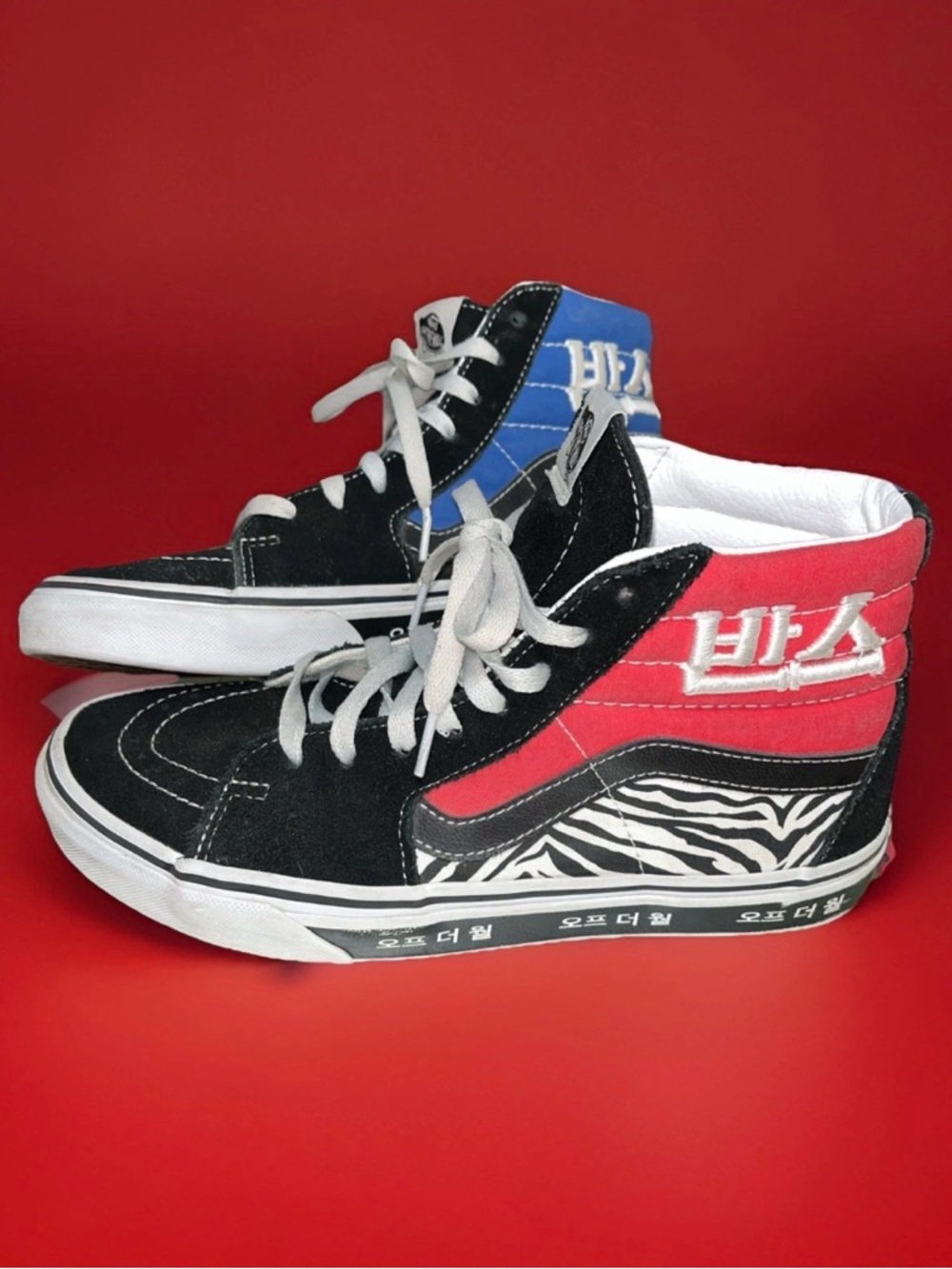 Vans SK8 Hi Unisex Korean Typography Racing Shoe Red&BlueM/size8.5-W/size10
